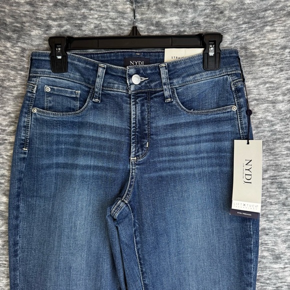 NYDJ Stretch Denim Marilyn Straight Leg Jeans Premium Size 2 Tall NEW - Picture 2 of 13